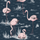 Английские обои Flamingos от Cole & Son Арт. 112/11041, с причудливым узором из розовых фламинго, на чернильном фоне. Обои для ванной, купить обои из Европы, интернет-магазин обоев