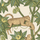 Обои для комнаты Satara от Cole & Son в оттенках зеленого и песочного на полотняном фоне с узором из экзотических деревьев, на ветках которых сидят леопарды. Купит английские обои в салонах О-Дизайн.
