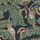 Обои Bush Baby от Cole & Son в оттенках изумрудно-зеленого и охры на чернильном фоне, с изображением африканских коралловых деревьев, на ветках которых расположились зверьки галаго.Выбрать обои на сайте odesign.ru.