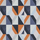 Обои виниловые на флизелиновой основе Fardis GEO HARLEQUIN для спальни, для гостиной, с крупным геометрическим рисунком, в синих и оранжевых цветах, с белыми и серыми элементами купить в Москве, доставка обоев на дом, оплата обоев онлайн, большой ассортимент