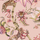 Детальный фрагмент рисунка флизелиновых обоев Protea Panthera Rose Quartz арт. 129/6024 от Cole&Son (Великобритания) каталог Ardmore Baobab с романтичными пантерами на ветвях Протеи на фоне цвета розового кварца.