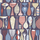 Шведские обои для кухни с замысловатым рисунком с изображением ваз, кувшинов под названием Pottery  на темно синем фоне. Дизайне рисунка Стиг Линдберг 1960 г.