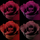 Панно из коллекции "Renaissance",4 огромных бутона роз, в 4-х различных оттенках: алый, фиолетовый, ярко-красный, и приглушенный красный