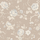 Флизелиновые  цветочные обои окрашенные в бежево-кремовую гамму с оттенками мягкого коричневого, серого на фоне напоминающим ткань кретон.