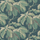 Шведские ретро обои с узором под гобеленовую ткань в виде листьев каштана на сине зеленом фоне