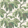 Шведские обои окрашенные в естественную палитру зелени на фоне молочно белого цвета с узором листвы деревьев каштана