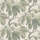 Винтажный рисунок каштановых деревьев  пудрово зеленом и жемчужно сером оттенках на шведских обоях для спальни.