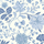 Флизелиновые обои Alicia артикул 6144 из коллекции Blue & White от  Borastapeter с голубым монохромным узором винтажных цветов.