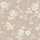 Флизелиновые  цветочные обои окрашенные в бежево-кремовую гамму с оттенками мягкого коричневого, серого на фоне напоминающим ткань кретон.