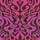 Обои арт. 69/7125. Рисунок в стиле 60-х годов с калейдоскопическим узором розовых тонов, на фоне баклажанового цвета. Купить обои в Москве, салон обоев, магазин обоев