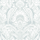 Обои арт. 94/2011. Растительный орнамент, состоящий из декоративных листьев папоротника и экзотических фруктов, дизайн плавно перетекает в классический узор дамасков белого цвета на мятном фоне. Обои в гостиную, стильные обои, флизелиновые обои