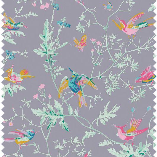 Рисунок Hummingbirds (колибри) вышитый на ткани из 100% шелка от Cole&Son. Производство Англия. Арт. F125/1002.