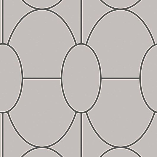 Обои из Великобритании коллекции Geometric II от COLE & SON. Геометрические серо-черные линии овалов  Rivera для гостиной. Купить обои в интернет-магазине, большой ассортимент, бесплатная доставка.