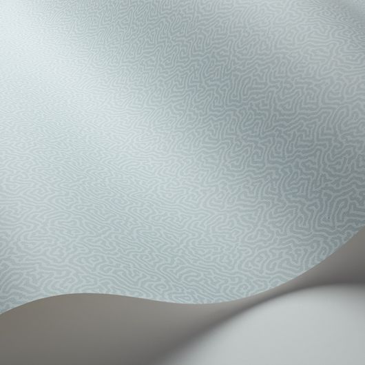 Обои Coral от Cole & Son в оттенках цвета утиного яйца с вариацией канонического дизайна блоковой печати Vermicell в уменьшенном формате. Выбрать, заказать обои для гостиной, кухни в интернет-магазине.
