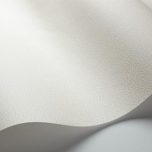 Обои Coral от Cole & Son теплого светло-серого оттенка  с вариацией канонического дизайна блоковой печати Vermicell в уменьшенном формате. Выбрать, заказать обои для спальни, детской в интернет-магазине.