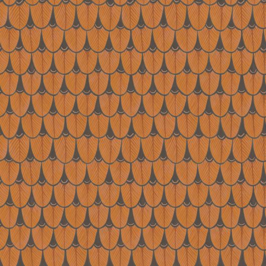 Обои из Великобритании коллекции ARDMORE от COLE & SON. Мягкий геометрический рисунок, перья птицы Narina в пустынно оранжевом цвете для кабинета. Заказать на сайте О-Дизайн c онлайн-оплатой