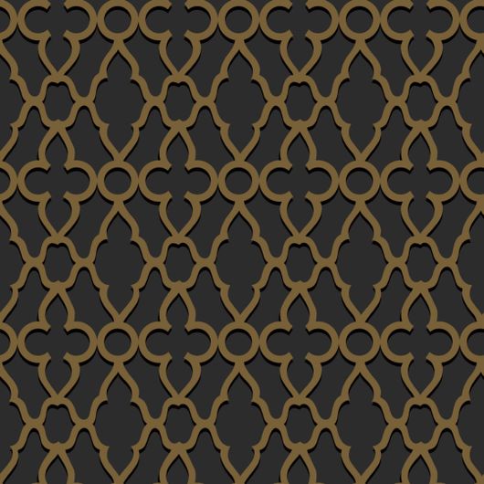 Купить английские флизелиновые обои Cole & Son® The Pearwood Collection Арт.116/6025 c бронзовым геометрическим орнаментом на черном фоне. Обои для гостинной, спальни, для спальни.