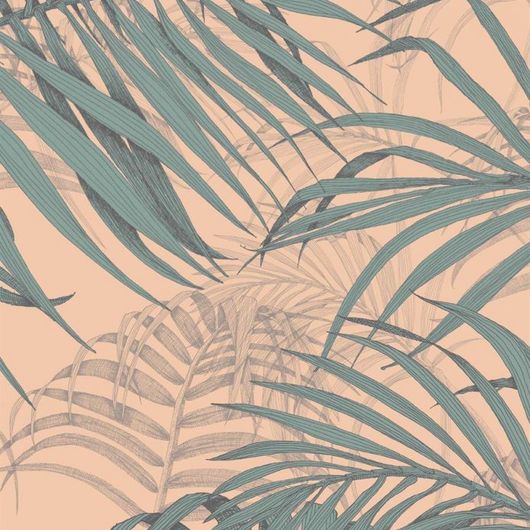 Обои Fardis - Maui  создают ощущение параллельного мира в с тропическими пальмами тихоокеанских стран. Арт. 117069 выполнен на фоне структурного металлика насыщенного персикового цвета с листьями бирюзового и серо-бежевого оттенка , создающие ощущение глубины в пространстве. Выбрать, заказать, оплатить.