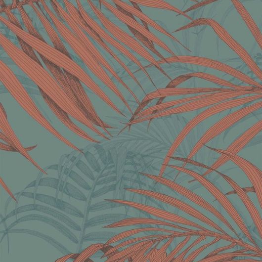 Обои Fardis - Maui  создают ощущение параллельного мира в с тропическими пальмами тихоокеанских стран. Арт. 117073 выполнен на фоне структурного металлика серо - синего цвета  с листьями лососевого и бирюзового оттенков, создающие ощущение глубины в пространстве. Английские обои, Обои Fardis, Каталог обоев.