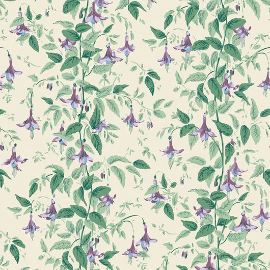 Купить премиальные обои для стен Fuchsia арт. 128/6030 от Cole & Son из коллекции Classics II. Детализированный рисунок цветков и листьев фуксии в васильковых тонах на кремовом фоне, демонстрирует качество печати. Английские обои для стен в спальне, гостинной, коридора или столовой.