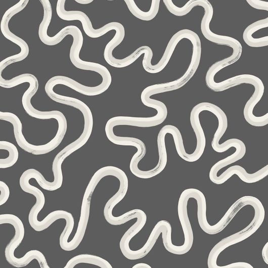 Купить дизайнерские обои Rainforest Squiggle White & Grey on Charcoal арт. 130/8028 от Cole&Son, каталог Cole&Son x Vivienne Westwood. Смелая современная настенная роспись, излучающая яркую энергию. Извилистый мазок позволяет взгляду скользить по композиции, не прерывая движения руки художника в белом и сером цвете на фоне цвета графита.