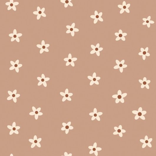 Детские обои для комнаты с ромашками Daisies terracotta pink арт. 131117 — уютный и игривый узор для стен.