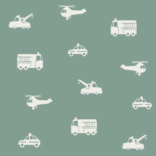 Флизелиновые обои для детской комнаты Machinery and cars grayed vintage blue арт. 131398 — с машинками в нежных комфортных винтажных синих тонах создают веселую атмосферу, превращая комнату в пространство для фантазий и развития.