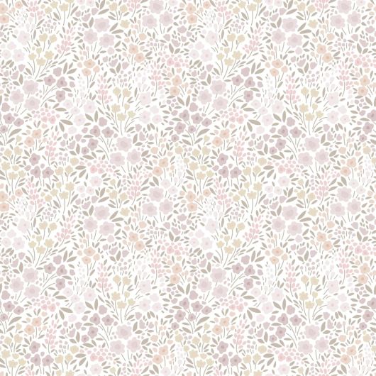 Детские обои для стен Flowers lilac pink арт. 139531 из каталога POM POM PIE от Esta Home с нежными сиренево-розовыми цветами.