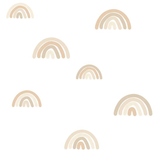 Флизелиновые обои для стен в детскую Rainbows beige and white арт. 139684  с радугами на белом фоне из каталога POM POM PIE от Esta Home (Нидерланды).