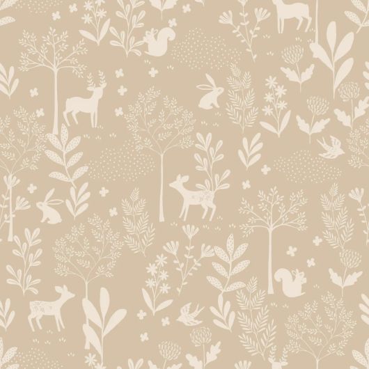 Узор детских обоев Forest with animals cervine арт. 139757 крупный план — зайчики, лисички, медвежата и белочки.