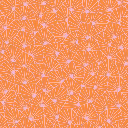 Дизайнерские флизелиновые обои из Швеции коллекция WONDERLAND от Borastapeter рисунком под названием STJÄRNFLOR, что означает Звездный пол в оранжевом цвете, дизайн обоев от Ханны Вернинг. Обои для кухни, обои для детской, обои для коридора. Купить обои в интернет-магазине, салон обоев Одизайн, бесплатная доставка.