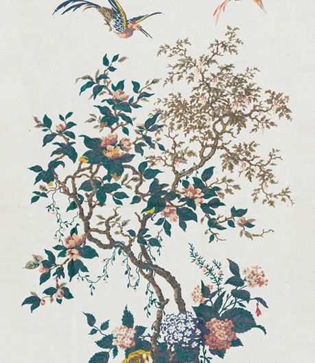 Красочное панно Paradise от Borastapeter с рисунком, подобным настоящему живому дереву. Натурально прорисованные ветви с соцветиями роз и парящими над ними пестрыми птицами. Выбрать, заказать фотообои в интернет-магазине, большой ассортимент.