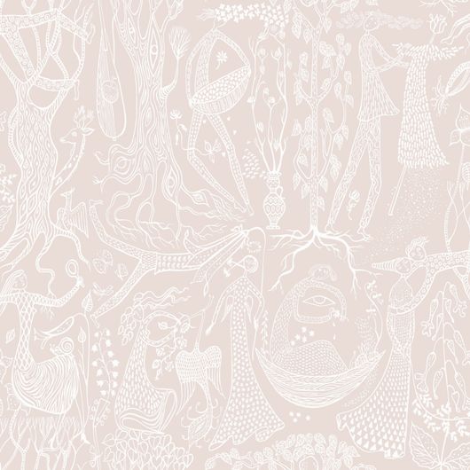 Флизелиновые обои из Швеции коллекция Scandinavian Designers II от Borastapeter, с абстрактным растительным рисунком под названием "Поэма любви" на розовом пастельном фоне можно купить в интернет-магазине