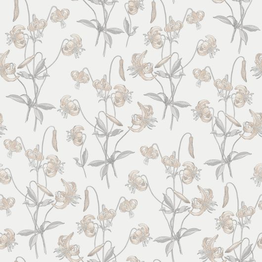 Флизелиновые обои из Швеции коллекция Northern FEELINGS от Collection For Walls под названием Lily. Лилии бежевого цвета на светлом фоне. Обои для кухни, обои для гостиной, обои для спальни. Большой ассортимент, купить обои в салоне Одизайн