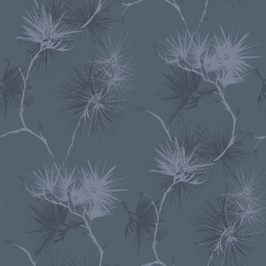 Флизелиновые обои из Швеции коллекция Northern FEELINGS от Collection For Walls. Растительный рисунок под названием Soft Pine на темно-синем фоне. Обои для гостиной, обои для спальни. Купить обои, большой ассортимент, бесплатная доставка