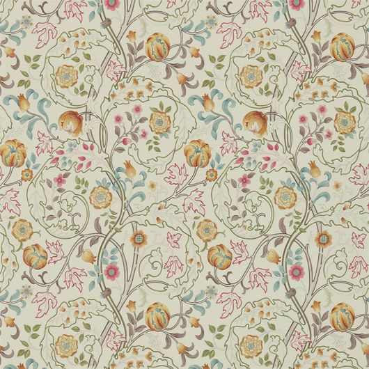 Посмотреть обои для спальни Mary Isobel арт. 216843  в каталоге из коллекции Compilation Wallpaper от Morris с цветами на бежевом фоне.