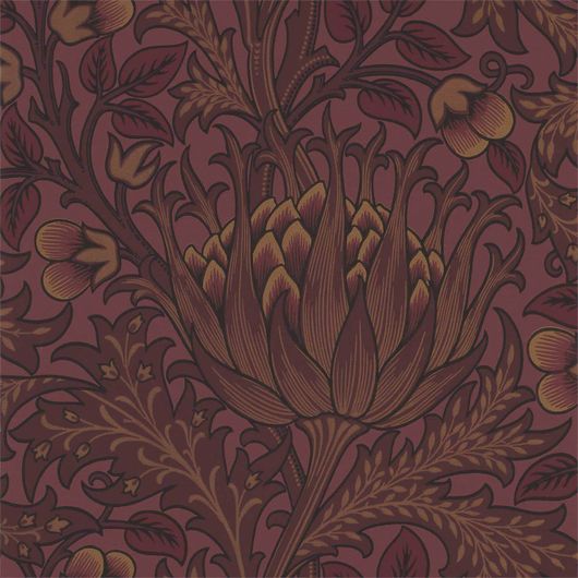 Обои для кабинета Artichoke арт. 216850 из коллекции Compilation Wallpaper от Morris в красно коричневых тонах с крупным принтом