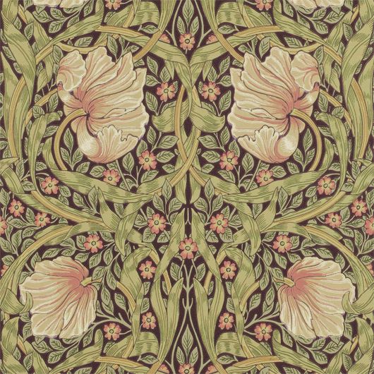 Дизайнерские обои Pimpernel арт. 216852 из коллекции Compilation Wallpaper от Morris с пышным цветочным узором на темном фоне