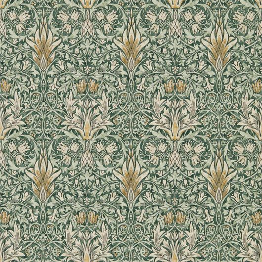 Посмотреть обои для гостиной дизайн Snakeshead арт. 216863 из коллекции Compilation Wallpaper от Morris , Великобритания с растительных узором в зеленых тонах в салоне О-Дизайн.