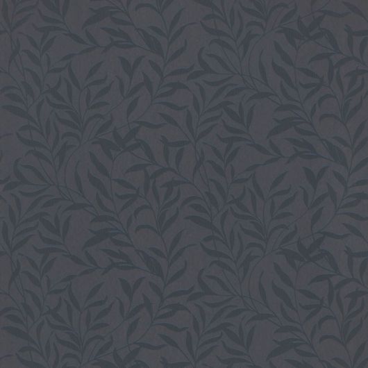 Виниловые обои с растительным узором антрацитно черного цветана пепельно сером фоне для кабинета