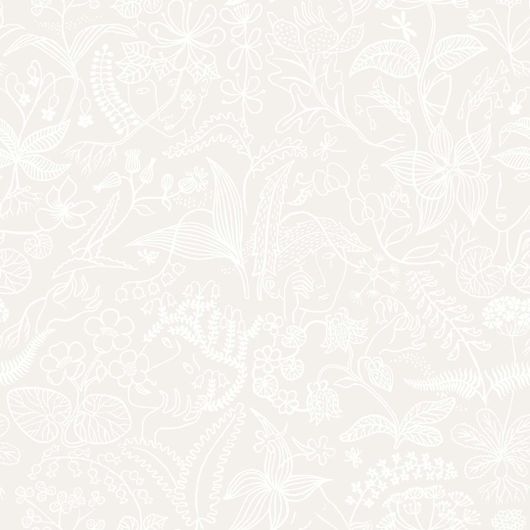 Флизелиновые обои из Швеции коллекции Scandinavian Designers  от Borastapeter, с рисунком под названием  Grazia  На фоне полупрозрачных, нежных оттенков – облачно-белом - белыми контурами прорисованы удивительные растения, цветы и ягоды. Бесплатная доставка, оплата онлайн, Шведские обои в интернет-магазине, большой выбор, стильные обои