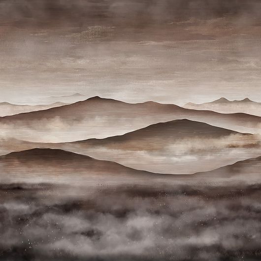 Фотопанно Twilight Landscape арт. 3140 из коллекции Eastern Simplicity от Borastapeter с изображением горного пейзажа с эффектом сепии купить в салонах Одизайн.