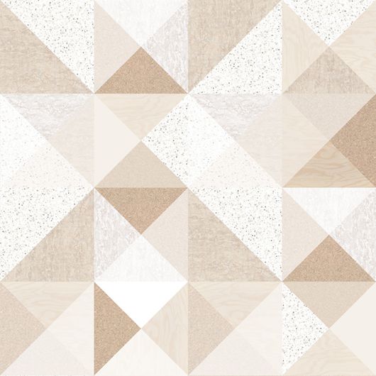 Фотопанно Wall Matters от ECO Wallpaper с геометрическим принтом, состоящим из треугольных мотивов, имитирующих пробку, дерево и натуральный камень. Заказать фотообои в интернет-магазине, бесплатная доставка.