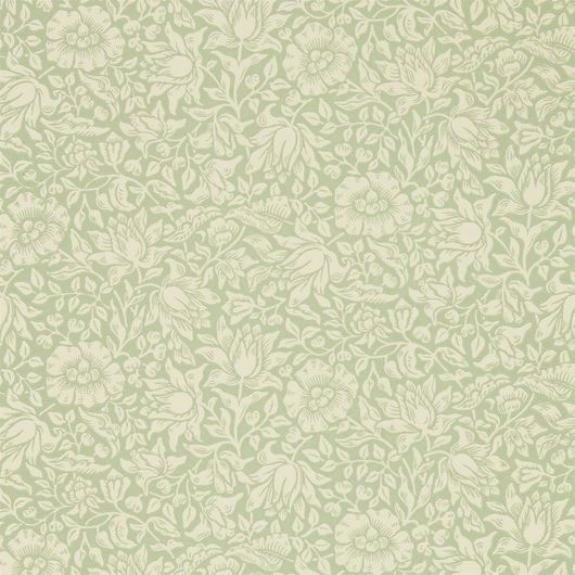 Выбрать дизайнерские обои для спальни арт. 216678 из коллекции Melsetter от Morris, Великобритания с элегантным цветочным узором в цвете зеленое яблоко в шоу-руме Одизайн.