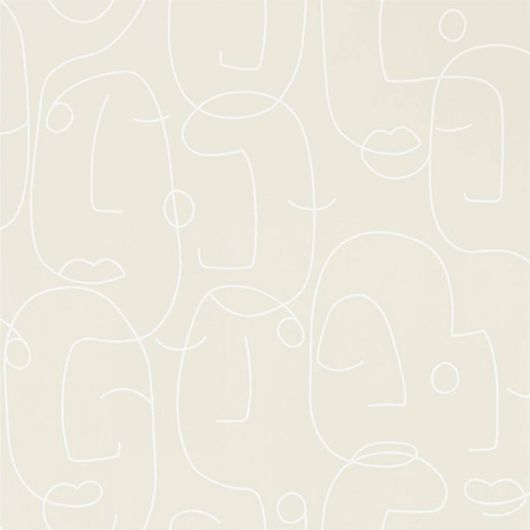 Заказать обои в спальню арт. 112004 дизайн Epsilon из коллекции Zanzibar от Scion, Великобритания с  принтом вдохновленным Пикассо в виде абстрактных портретов на бежевом фоне шоу-руме в Москве, широкий ассортимент