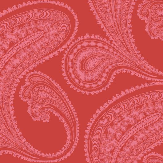 Обои Rajapur от Cole & Son с традиционным узором пейсли розового цвета на красном фоне сочетают в себе мистическое волшебство Востока и свежесть современности. Купить, заказать обои для комнаты, бесплатная доставка.