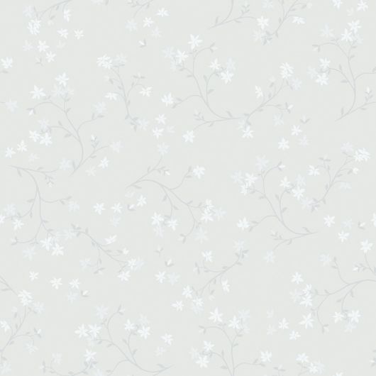 Арт. 7001 в рулоне. Классический ситцевый рисунок с маленькими цветочками в серо -  белой цветовой гамме. Подобрать обои, обои в квартиру, флизелиновые обои