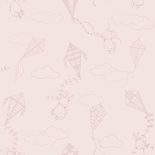 Обои  из Швеции коллекция Newbie, с рисунком под названием 
Up&Away выполнен на  светло-розовом фоне
на которых изображен заяц поднимающийся на воздушном змее среди облаков , идеально подойдут для спален детей. Большой ассортимент Шведские обои купить, салон обоев ОДизайн, в интернет-магазине, бесплатная доставка, оплата онлайн.