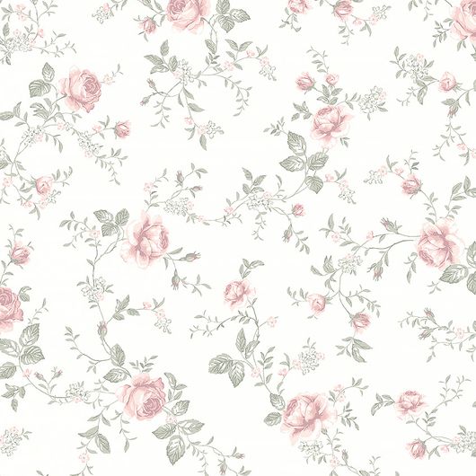 Обои  из Швеции коллекция Newbie, с рисунком под названием Rose Garden с изображением на белом фоне розовых цветов идеально подойдут для спален и детских. Большой ассортимент Шведские обои купить, салон обоев ОДизайн, в интернет-магазине, бесплатная доставка, оплата онлайн.