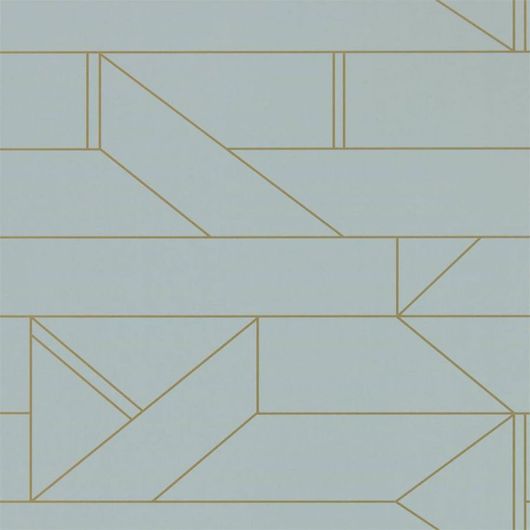 Обои в прихожую арт. 112016 дизайн Barbican из коллекции Zanzibar от Scion, Великобритания с современным геометрическим принтом золотого цвета на сером фоне приобрести в салоне обоев в Москве с бесплатной доставкой